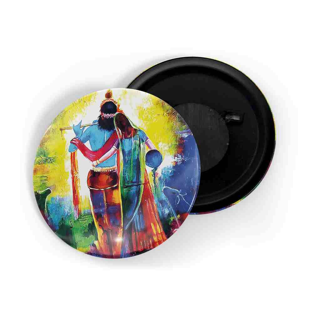 dhcrafts Fridge Magnet Multicolor Radha Krishna D5 Glossy Finish Design Pack of 1 (58mm)